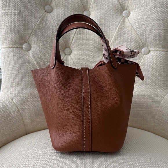 Designer-inspired Picotin 18 Mini Tote Bag in Gold (brown) - Picture 2 of 11